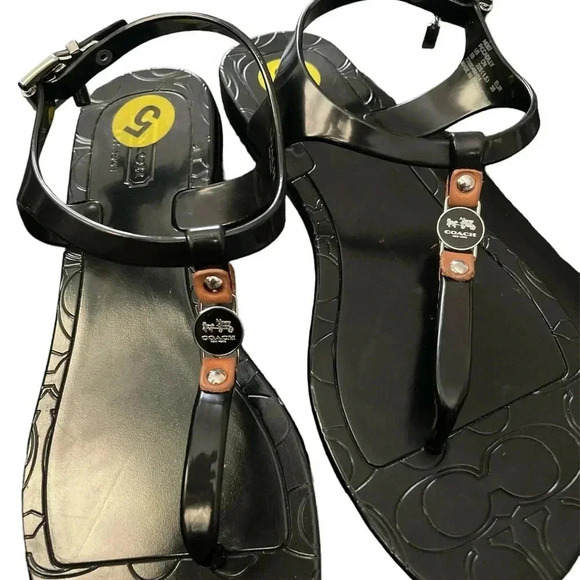 COACH Piccadilly Black Jelly Thong Sandals Size 5 - Picture 3 of 3